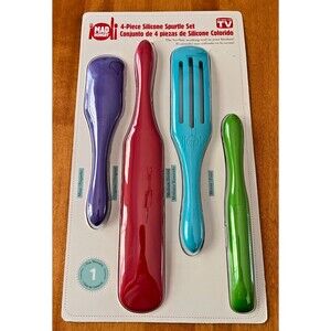 Mad Hungry 4 Piece Silicone Spurtle Set Colorful Spatula As Seen on TV NEW